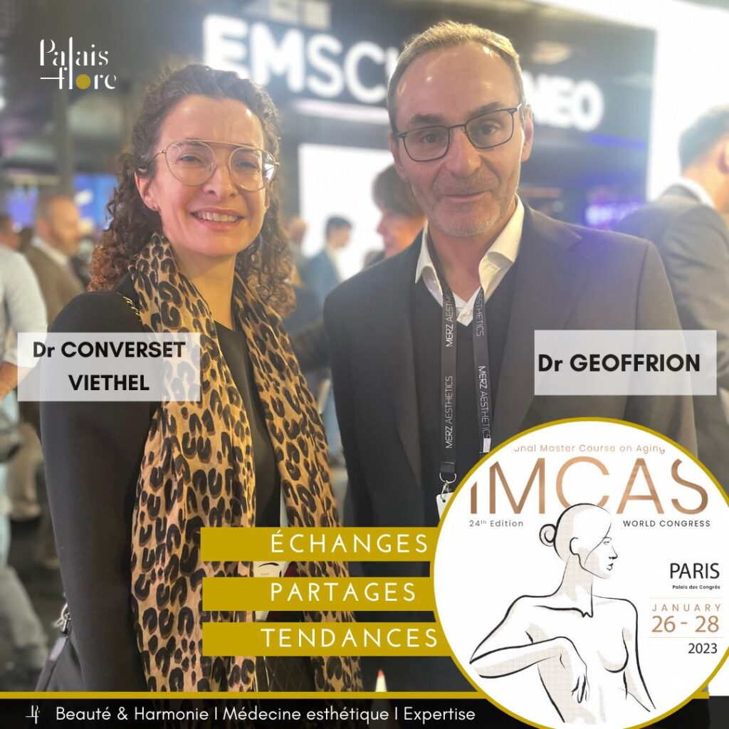 Le Docteur Hugues Geoffrion et le Docteur Sophie Converset-Viethel sur l'IMCAS 2023.